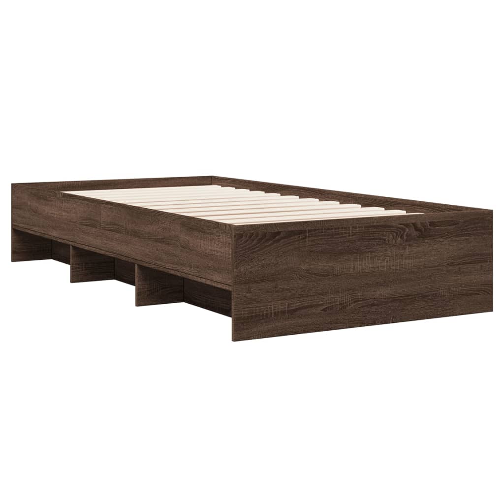 Cadre de lit sans matelas chêne marron 90x200cm bois ingénierie - XIOS