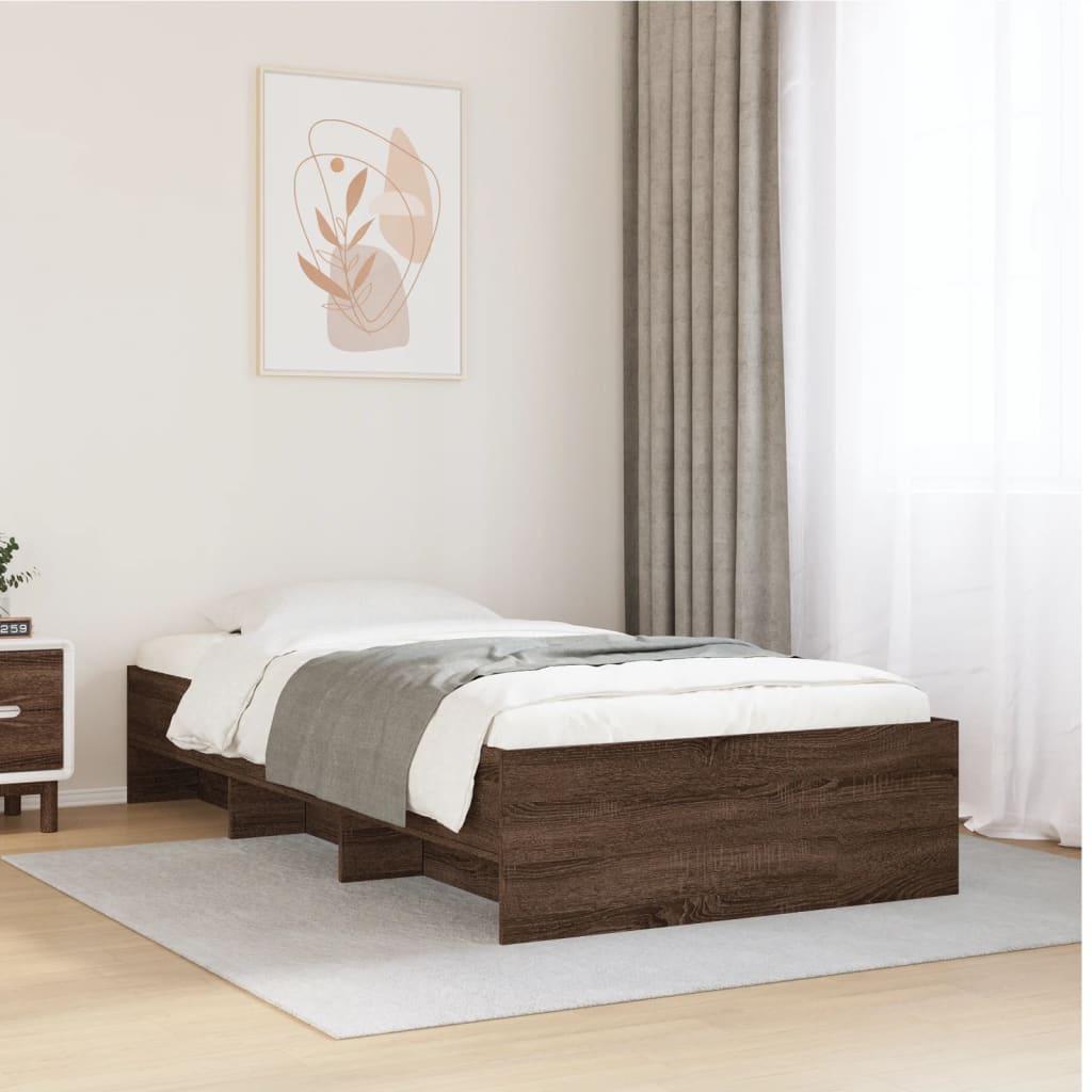 Cadre de lit sans matelas chêne marron 90x200cm bois ingénierie - XIOS