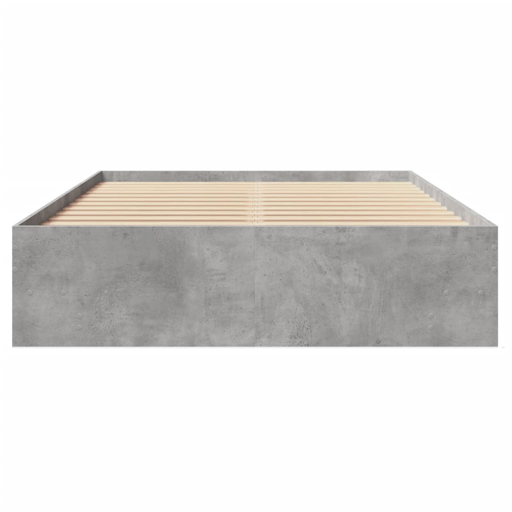 Cadre de lit sans matelas gris béton 140x190 cm bois ingénierie - XIOS