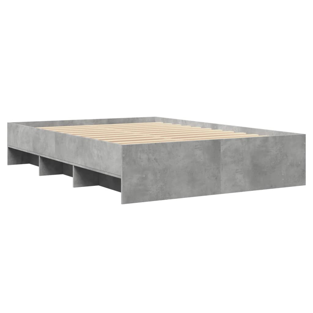 Cadre de lit sans matelas gris béton 140x190 cm bois ingénierie - XIOS