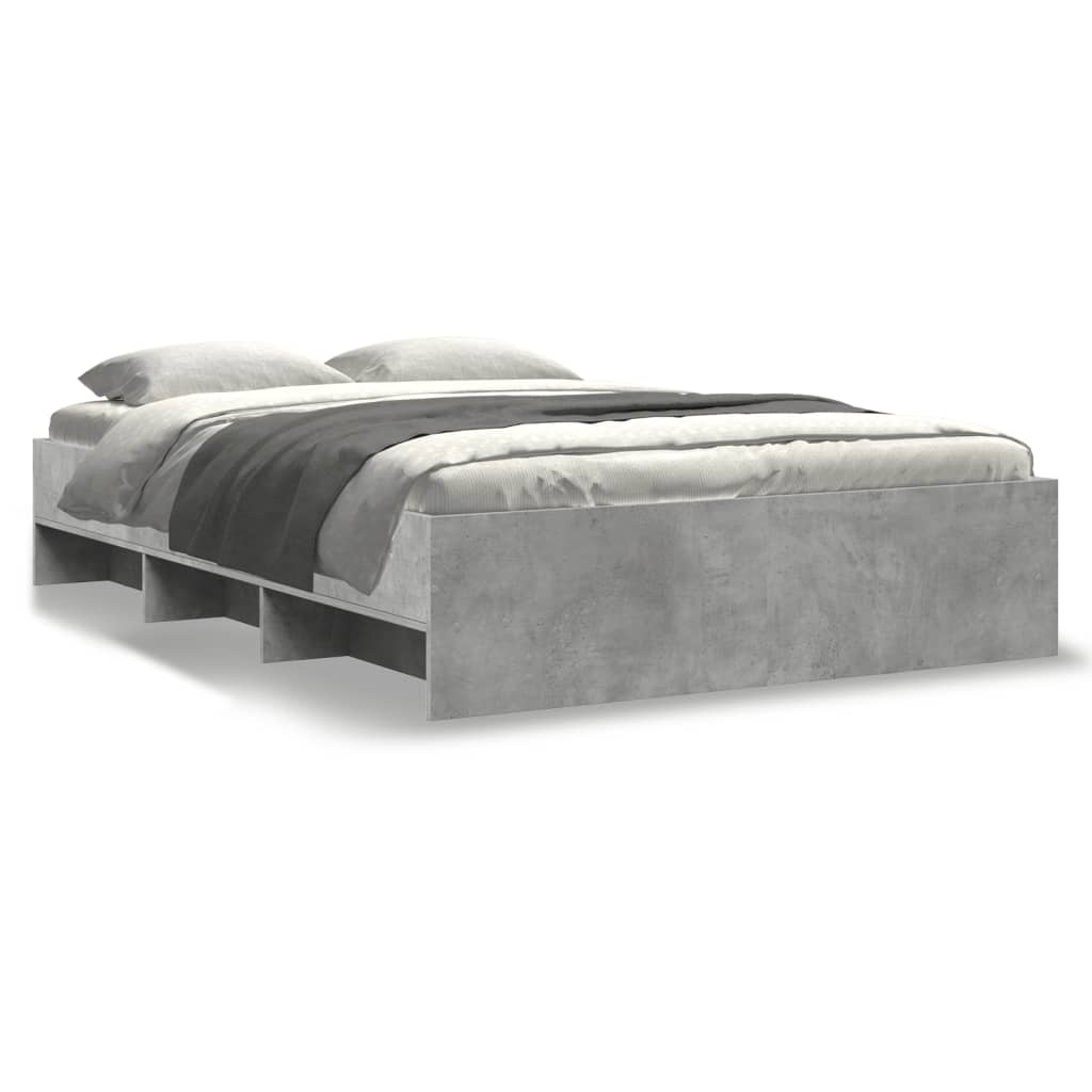 Cadre de lit sans matelas gris béton 135x190 cm bois ingénierie - XIOS