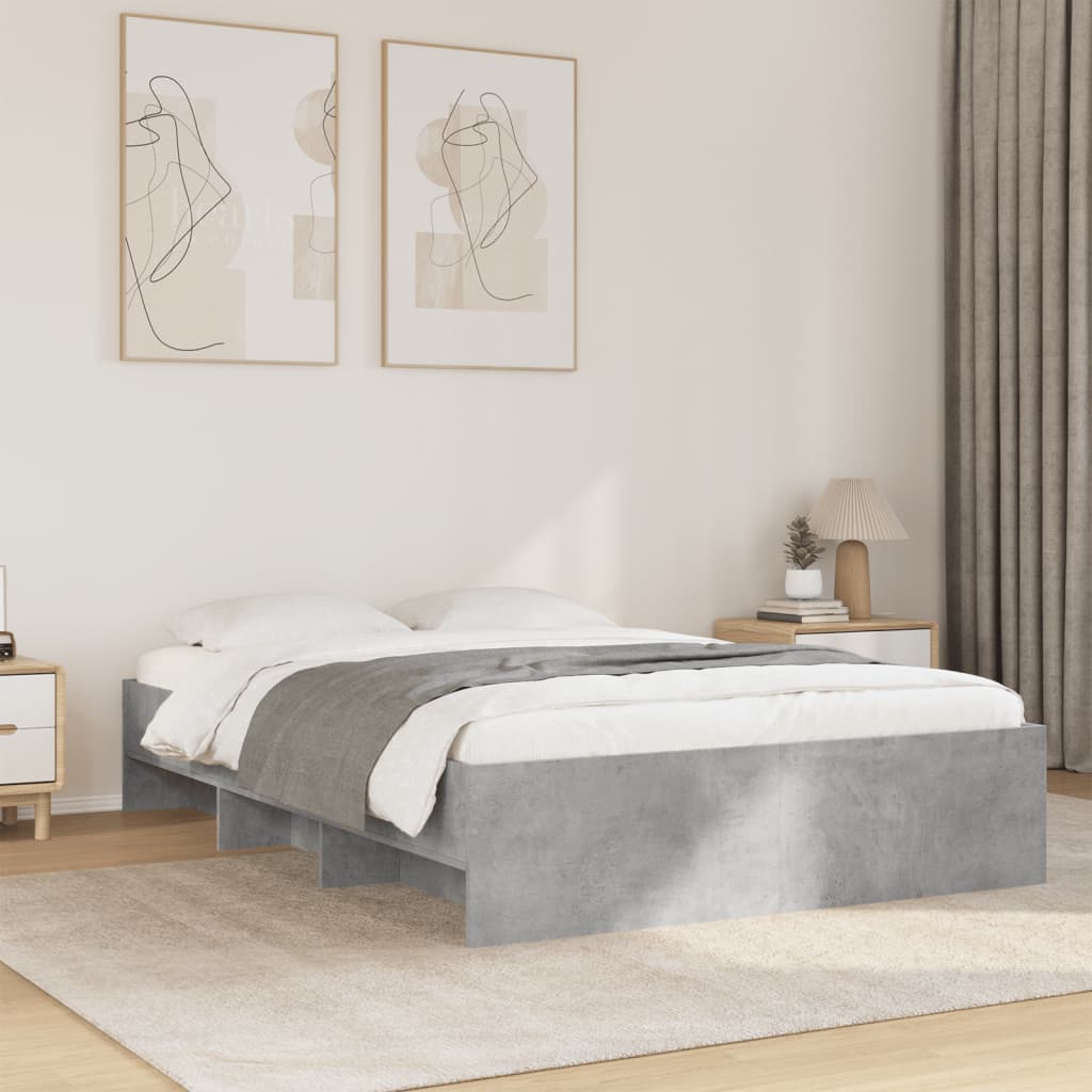 Cadre de lit sans matelas gris béton 135x190 cm bois ingénierie - XIOS