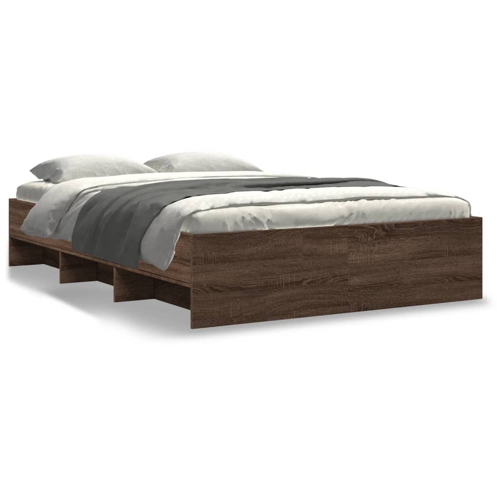 Cadre de lit sans matelas chêne marron 135x190 cm - XIOS