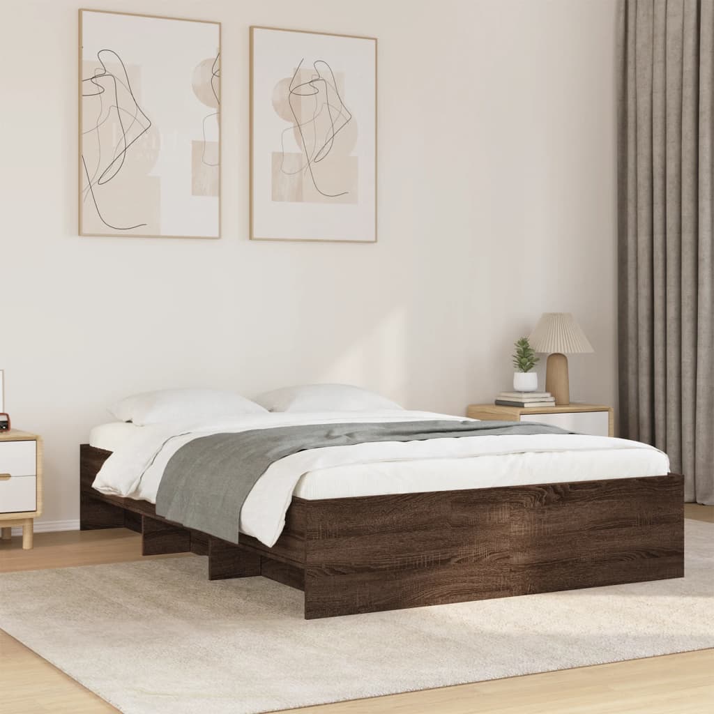 Cadre de lit sans matelas chêne marron 135x190 cm - XIOS