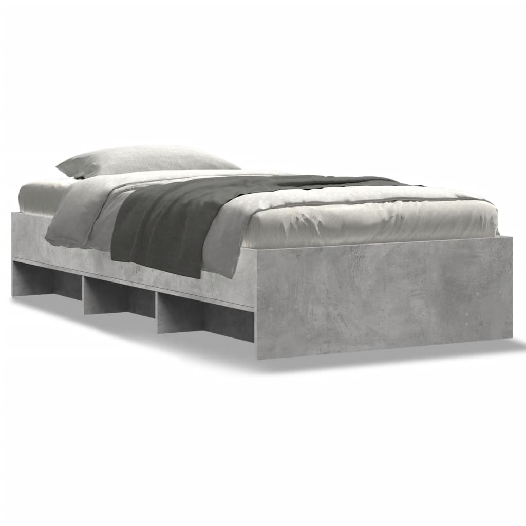 Cadre de lit sans matelas gris béton 90x190cm bois d'ingénierie - XIOS