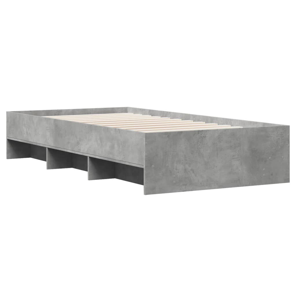 Cadre de lit sans matelas gris béton 90x190cm bois d'ingénierie - XIOS
