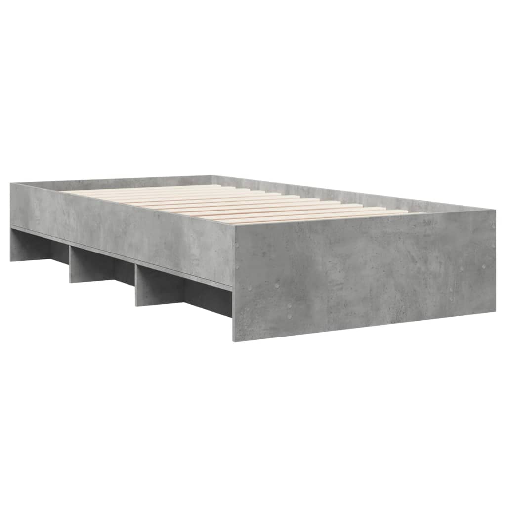 Cadre de lit sans matelas gris béton 90x190cm bois d'ingénierie - XIOS