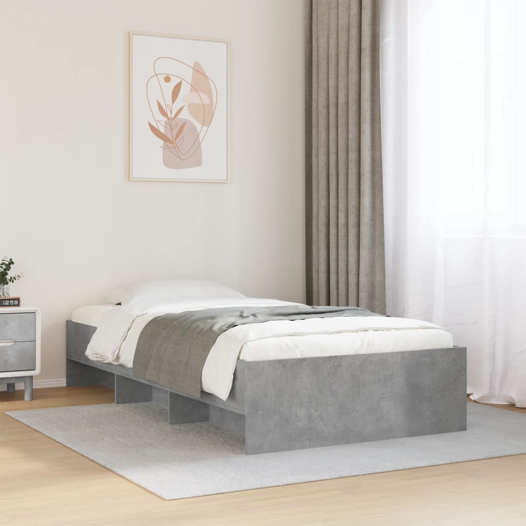 Cadre de lit sans matelas gris béton 90x190cm bois d'ingénierie - XIOS