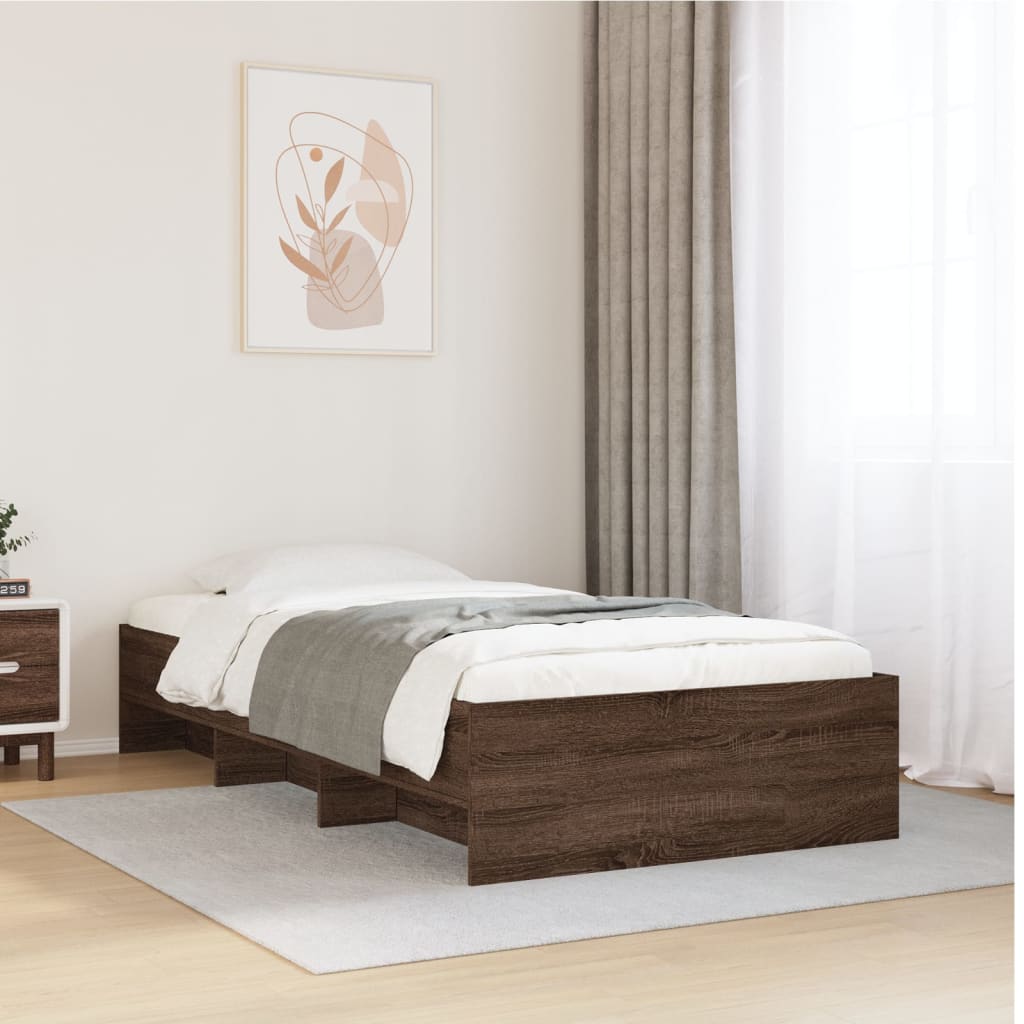 Cadre de lit sans matelas chêne marron 90x190cm bois ingénierie - XIOS