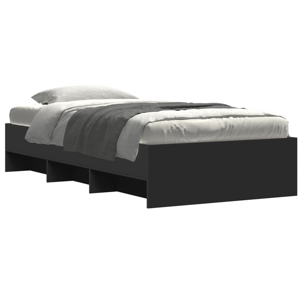 Cadre de lit sans matelas noir 75x190 cm bois ingénierie - XIOS