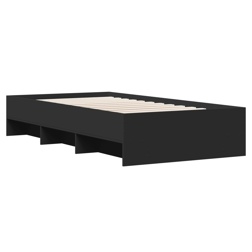 Cadre de lit sans matelas noir 75x190 cm bois ingénierie - XIOS