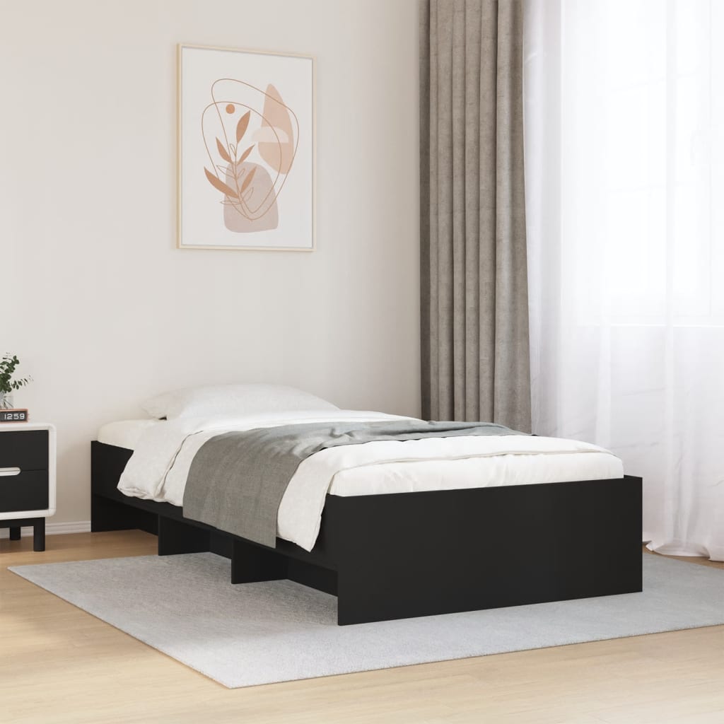 Cadre de lit sans matelas noir 75x190 cm bois ingénierie - XIOS