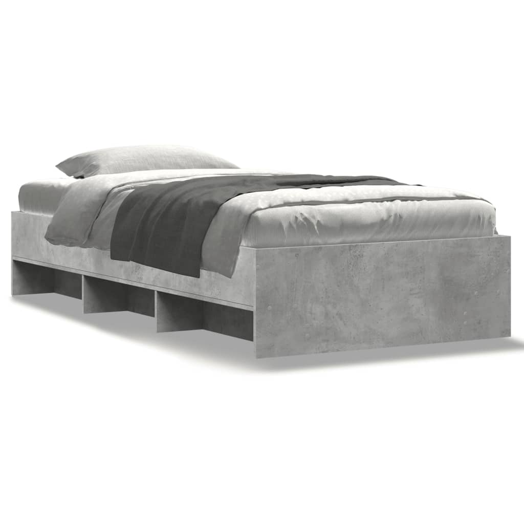 Cadre de lit sans matelas gris béton 75x190cm bois d'ingénierie - XIOS