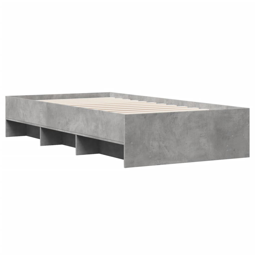 Cadre de lit sans matelas gris béton 75x190cm bois d'ingénierie - XIOS