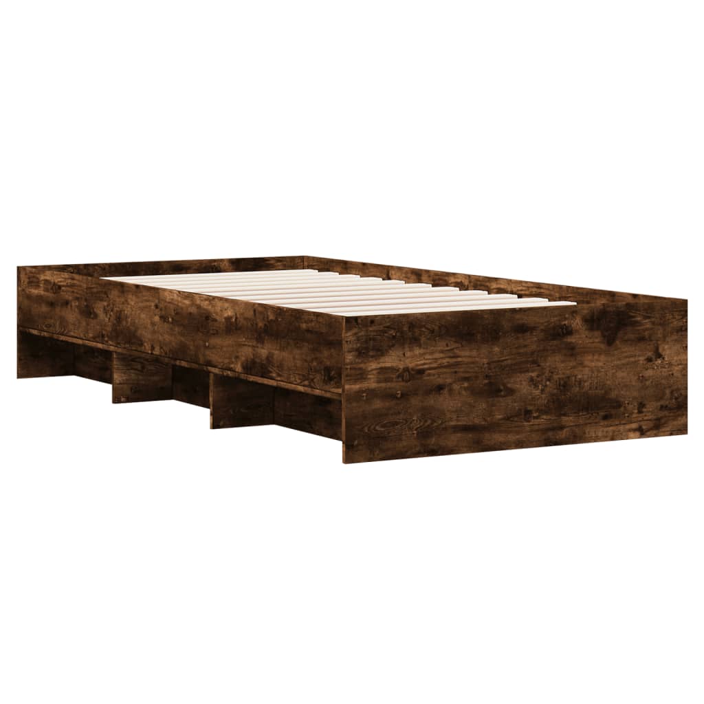 Cadre de lit sans matelas chêne fumé 75x190cm bois d'ingénierie - XIOS