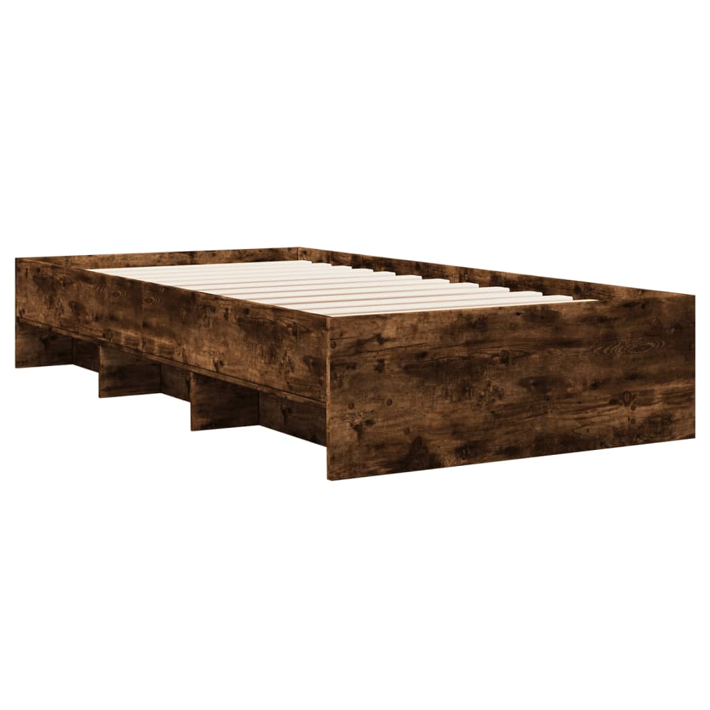 Cadre de lit sans matelas chêne fumé 75x190cm bois d'ingénierie - XIOS