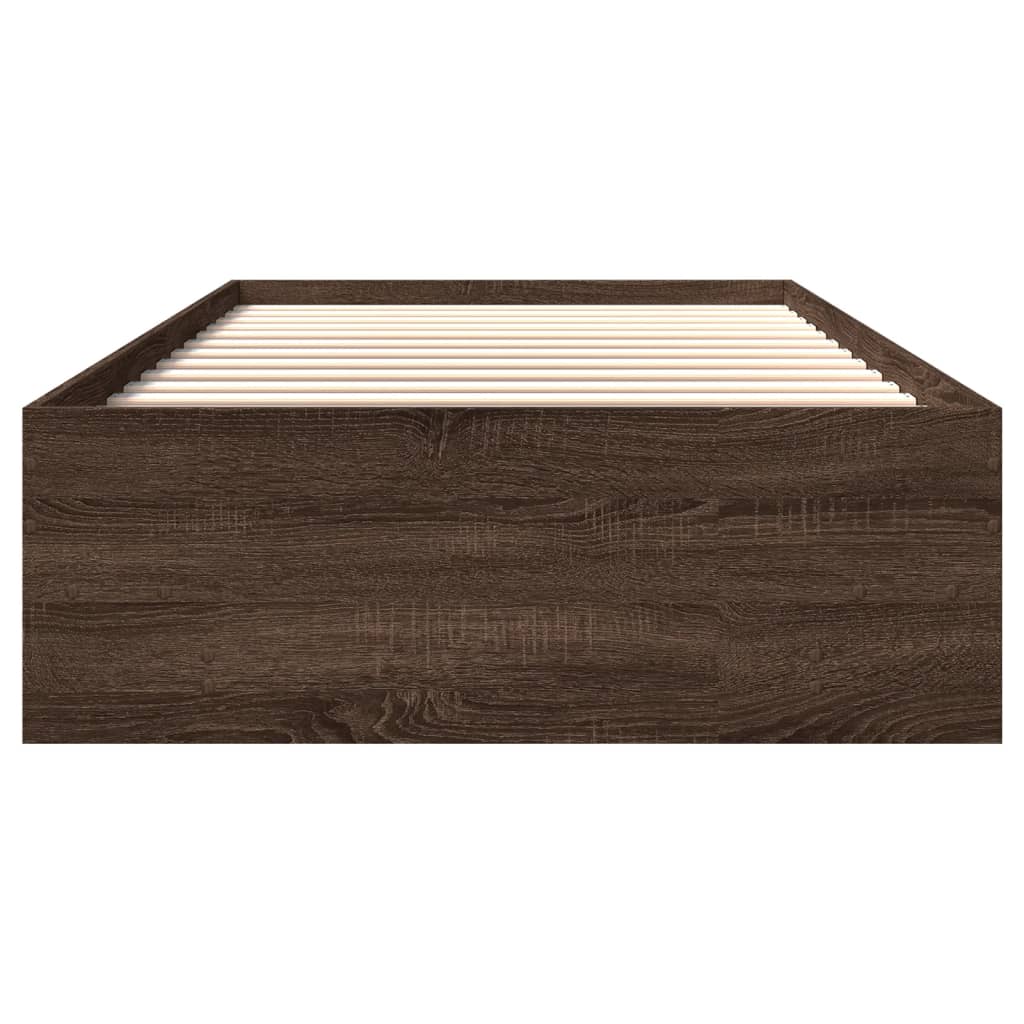 Cadre de lit sans matelas chêne marron 75x190cm bois ingénierie - XIOS