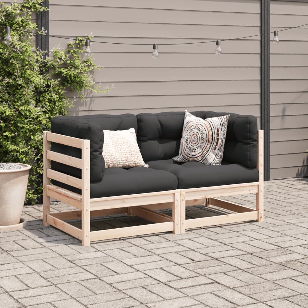 Salon de jardin 2 pcs avec coussins bois de pin massif