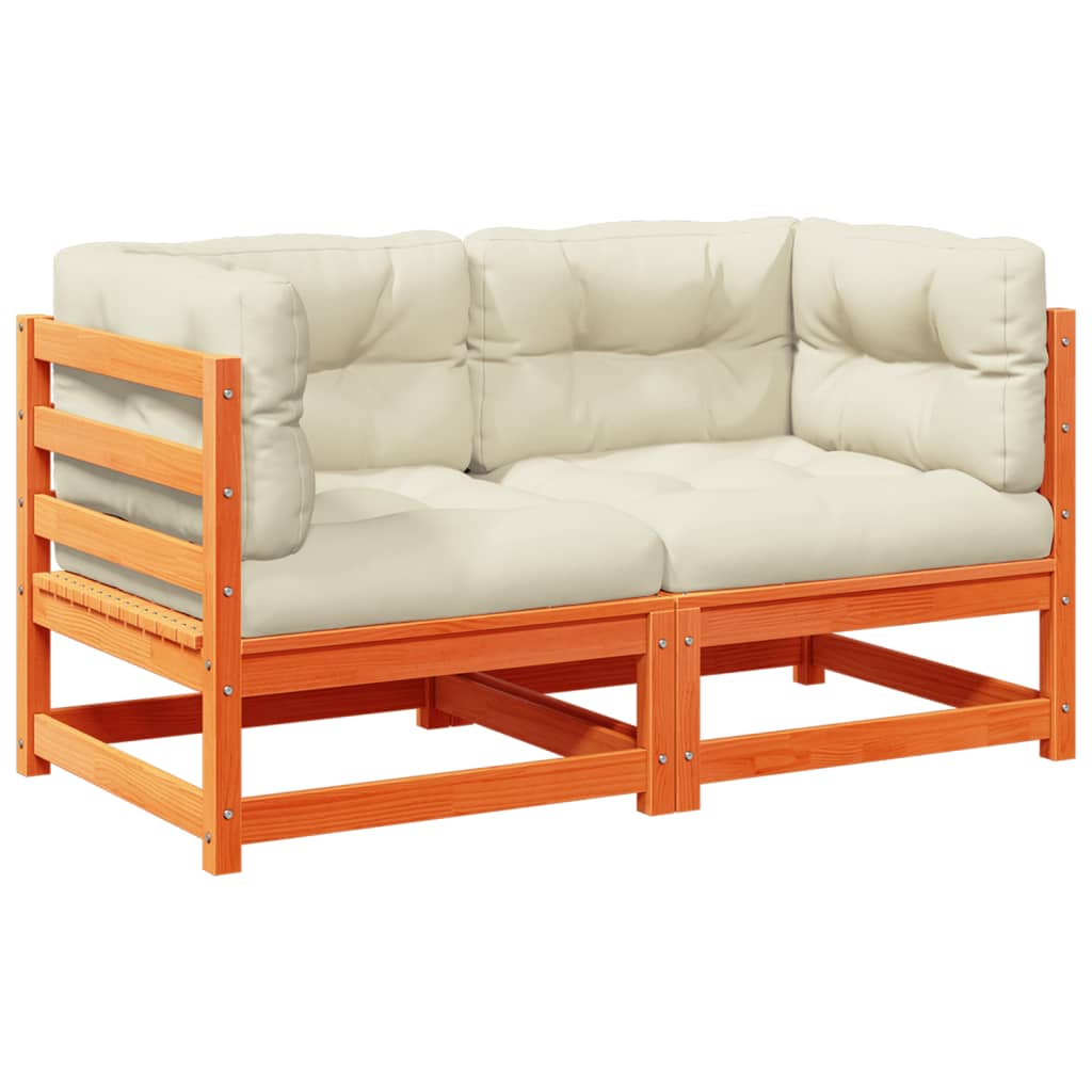 Salon de jardin 2 pcs avec coussins cire marron bois pin massif - XIOS