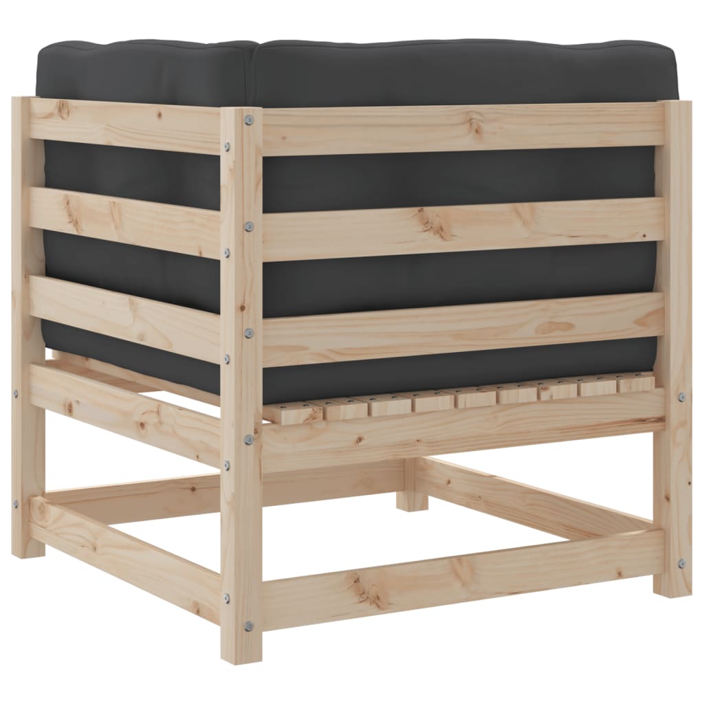 Salon de jardin 3 pcs avec coussins bois de pin massif - XIOS