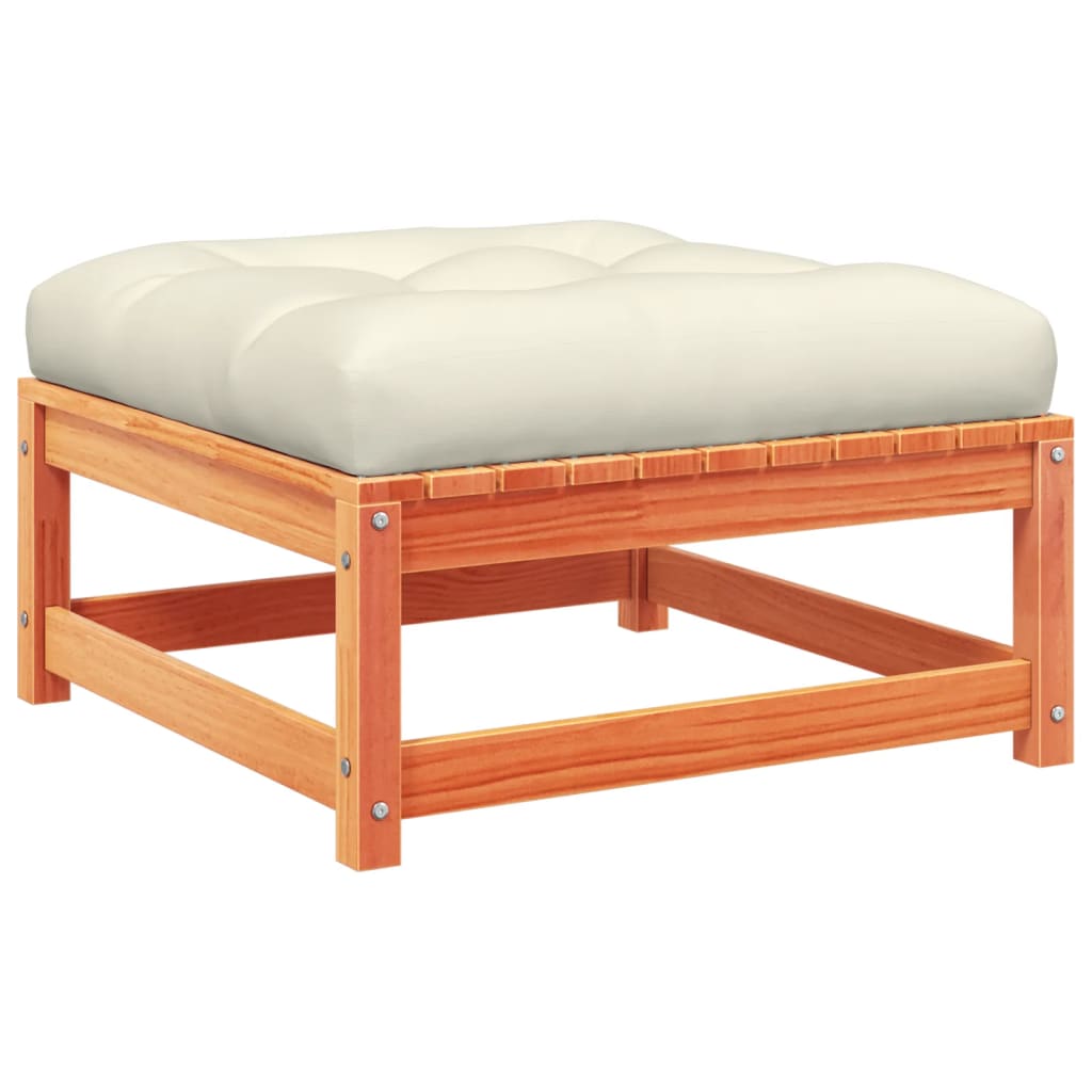 Salon de jardin 3 pcs avec coussins cire marron bois pin massif - XIOS