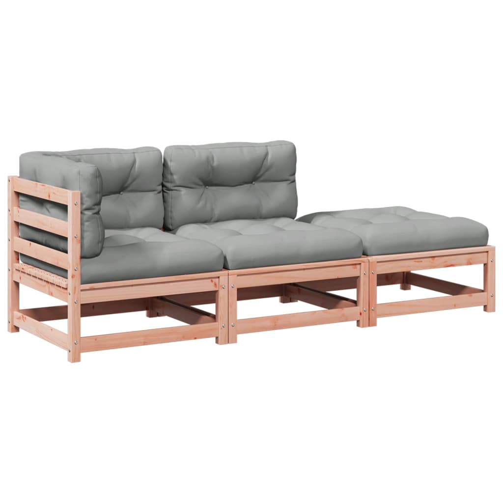 Salon de jardin 3 pcs et coussins bois massif sapin de douglas - XIOS