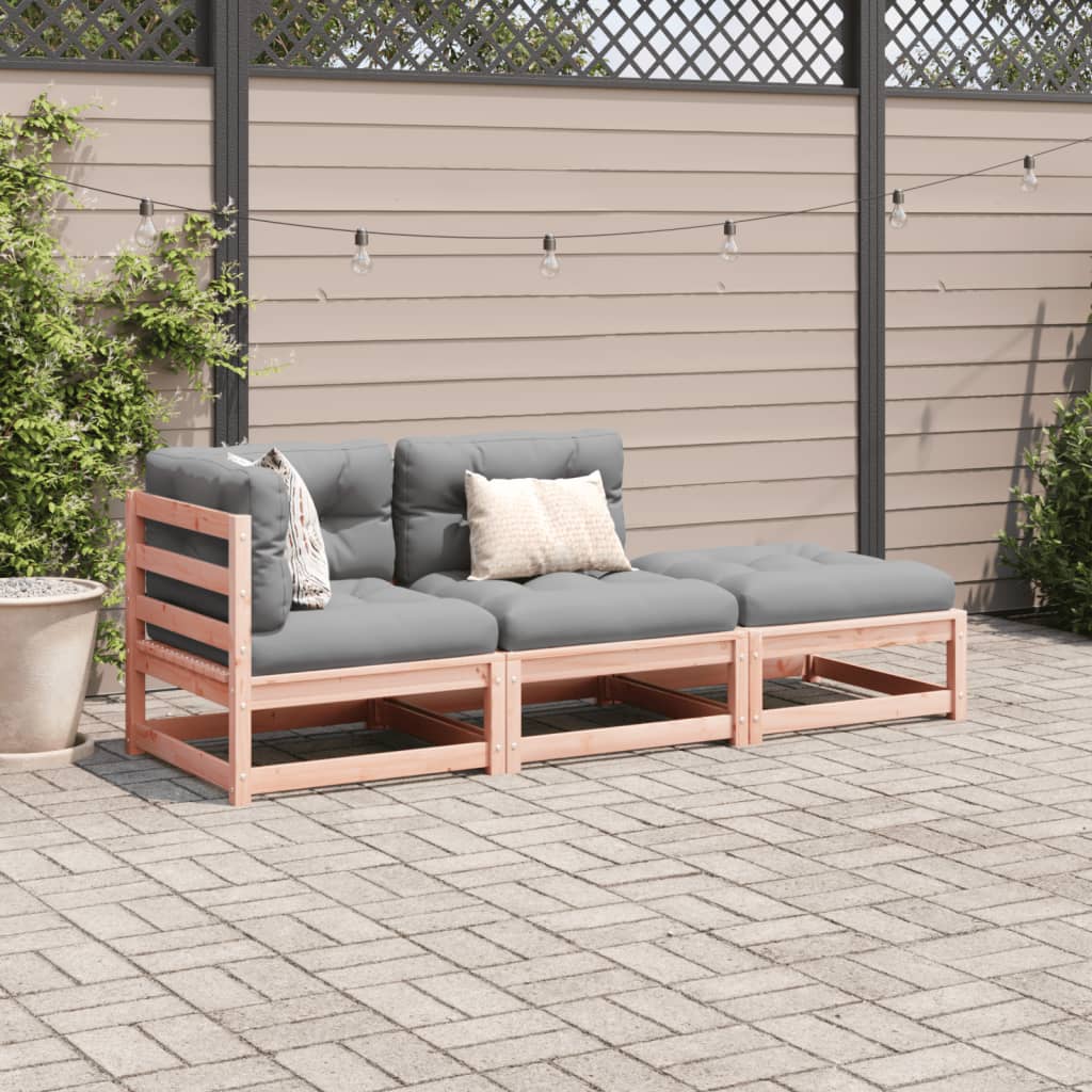 Salon de jardin 3 pcs et coussins bois massif sapin de douglas - XIOS