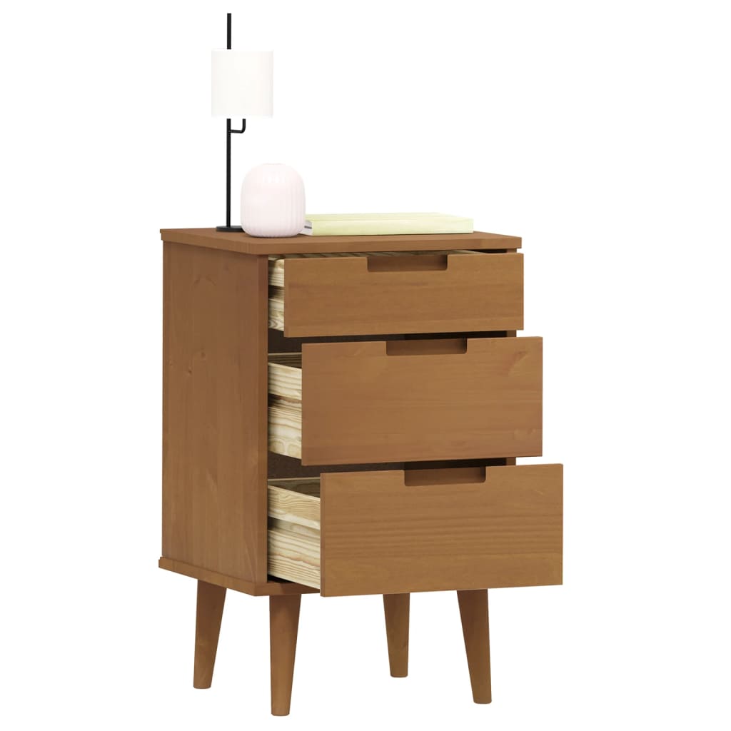 Table de chevet MOLDE Marron 40x35x65 cm Bois de pin solide - XIOS