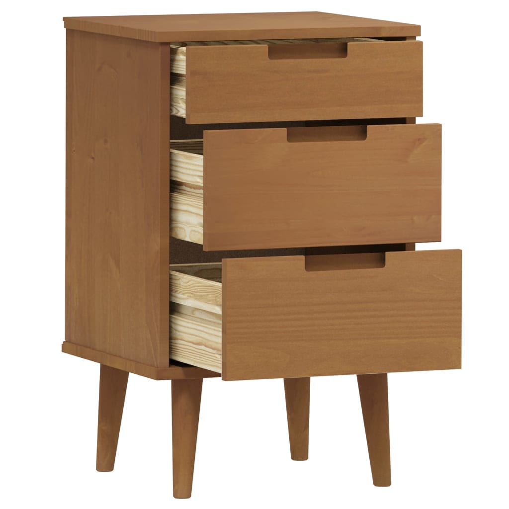 Table de chevet MOLDE Marron 40x35x65 cm Bois de pin solide - XIOS