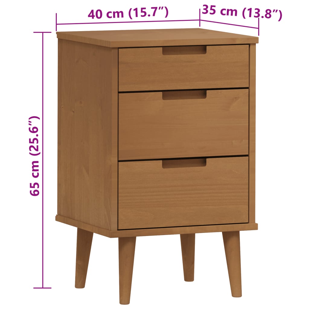 Table de chevet MOLDE Marron 40x35x65 cm Bois de pin solide - XIOS
