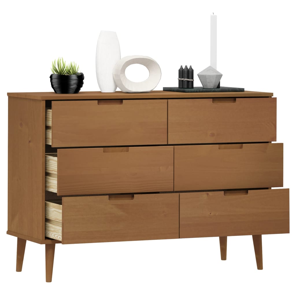 Commode MOLDE Marron 113x40x80 cm Bois de pin massif Commodes vidaXL