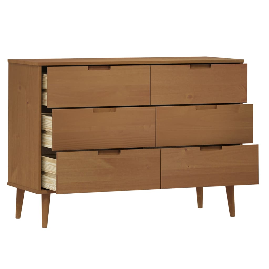 Commode MOLDE Marron 113x40x80 cm Bois de pin massif Commodes vidaXL