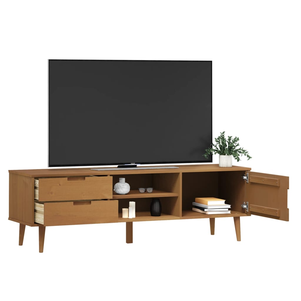 Meuble TV MOLDE Marron 158x40x49 cm Bois de pin massif - XIOS