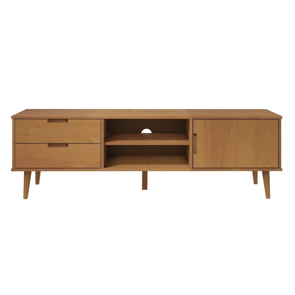 Meuble TV MOLDE Marron 158x40x49 cm Bois de pin massif - XIOS