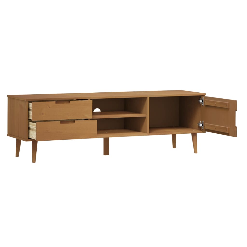 Meuble TV MOLDE Marron 158x40x49 cm Bois de pin massif - XIOS