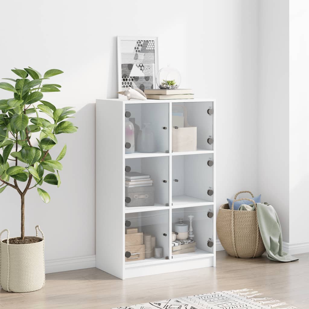 Buffet haut avec portes blanc 68x37x109 cm bois d'ingénierie - XIOS