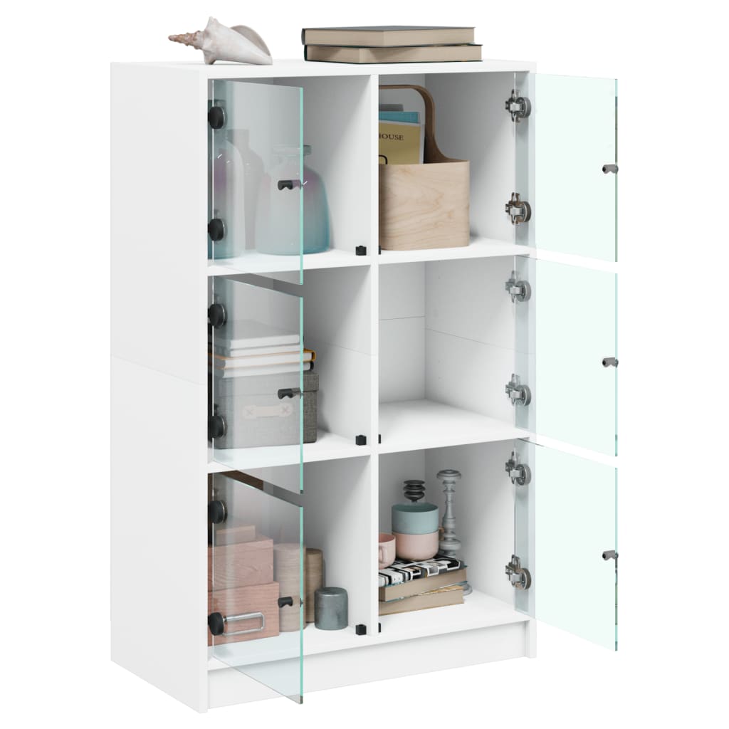Buffet haut avec portes blanc 68x37x109 cm bois d'ingénierie - XIOS