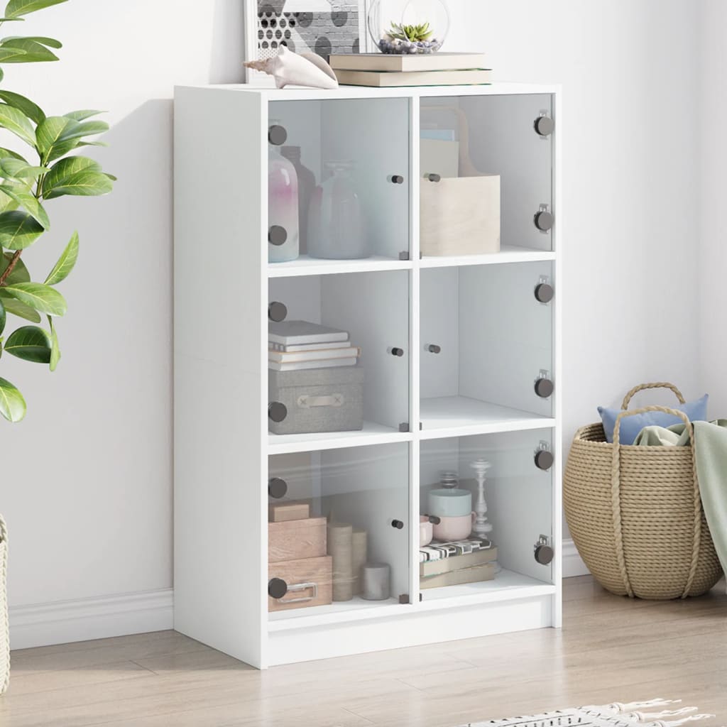 Buffet haut avec portes blanc 68x37x109 cm bois d'ingénierie - XIOS