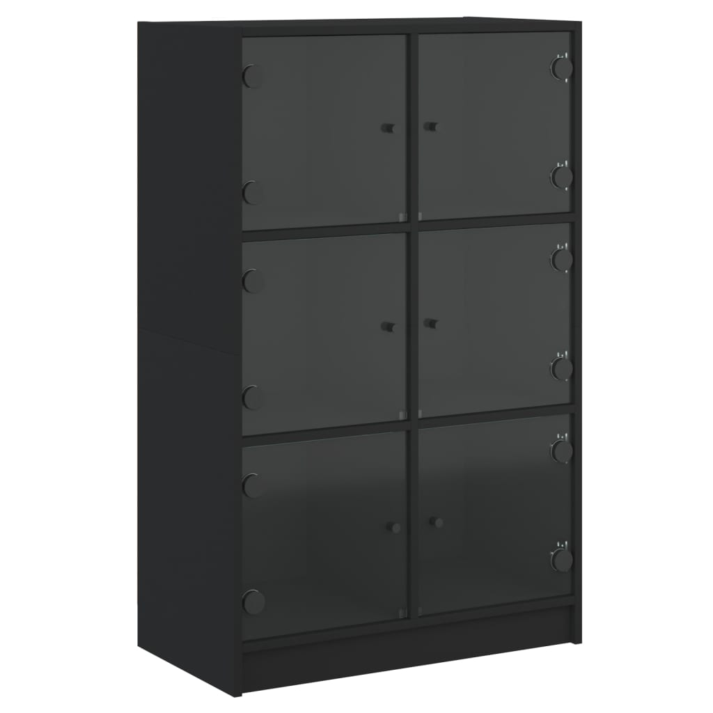 Buffet haut avec portes noir 68x37x109 cm bois d'ingénierie - XIOS