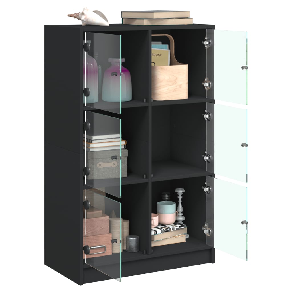 Buffet haut avec portes noir 68x37x109 cm bois d'ingénierie - XIOS