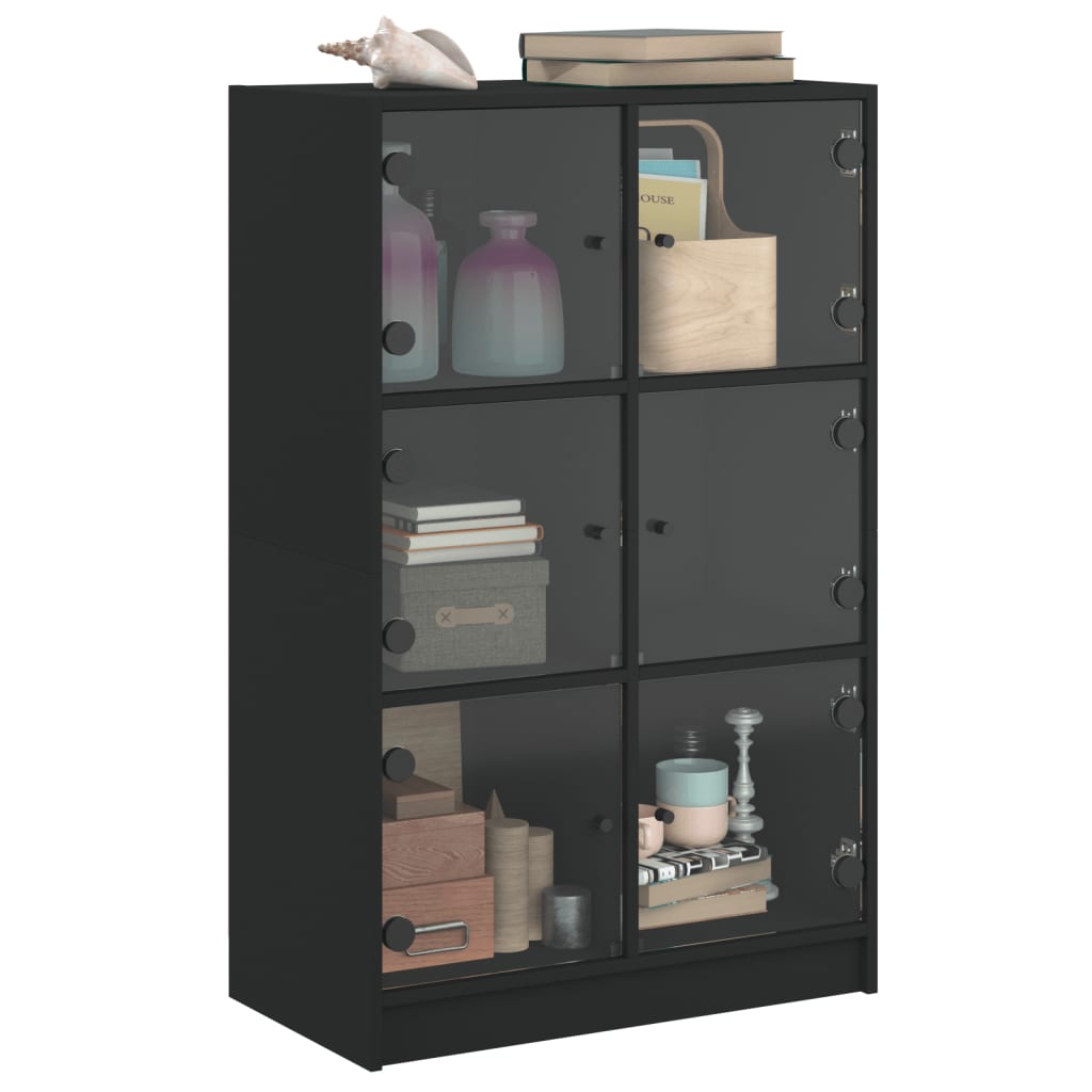 Buffet haut avec portes noir 68x37x109 cm bois d'ingénierie - XIOS
