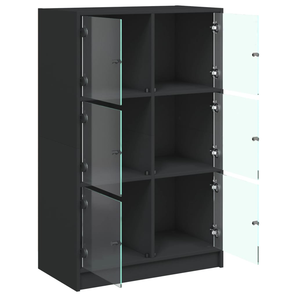 Buffet haut avec portes noir 68x37x109 cm bois d'ingénierie - XIOS