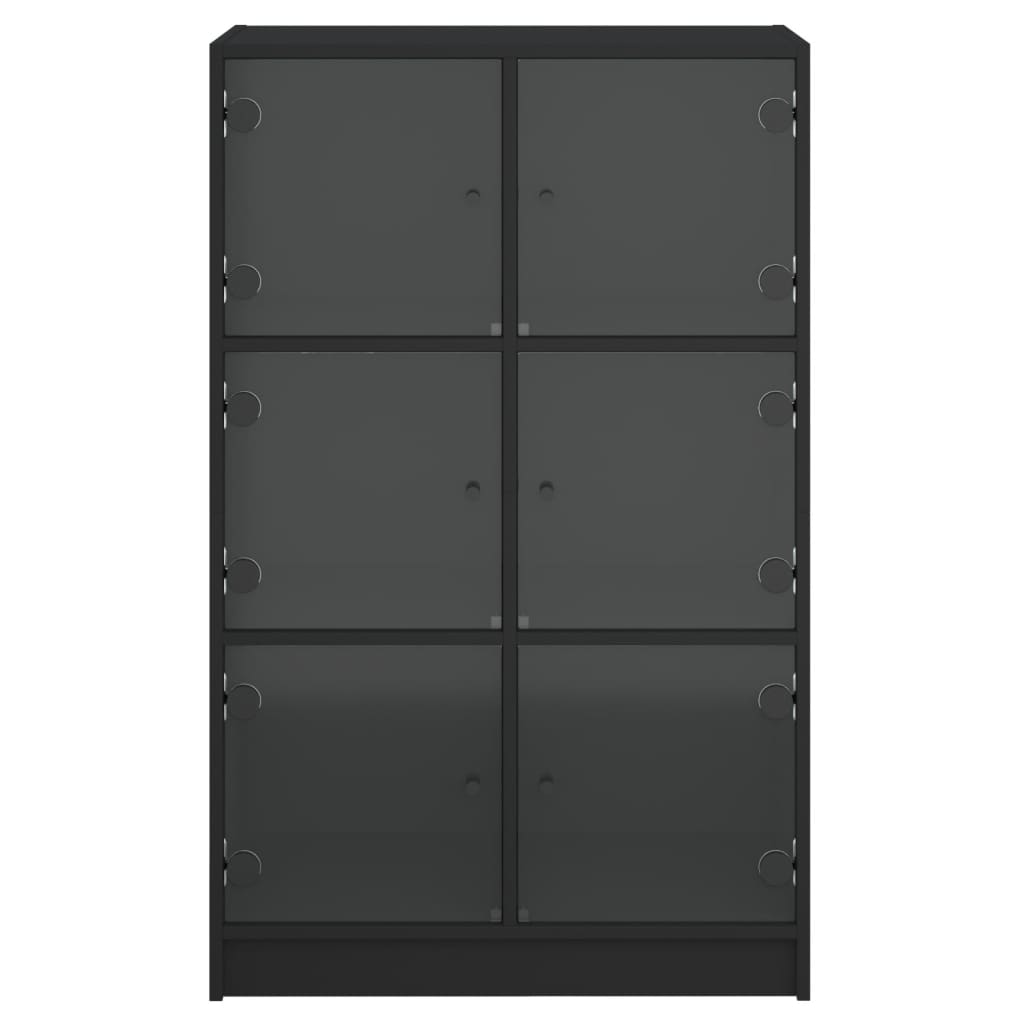 Buffet haut avec portes noir 68x37x109 cm bois d'ingénierie - XIOS