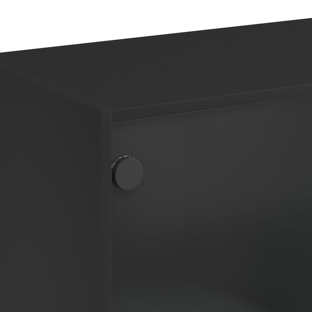 Buffet haut avec portes noir 68x37x109 cm bois d'ingénierie - XIOS