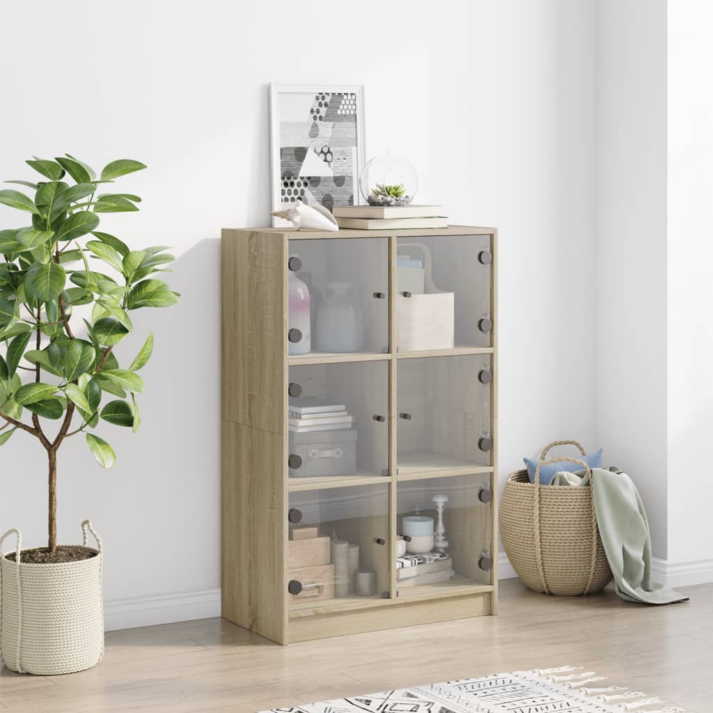 Buffet haut avec portes chêne sonoma bois d'ingénierie - XIOS