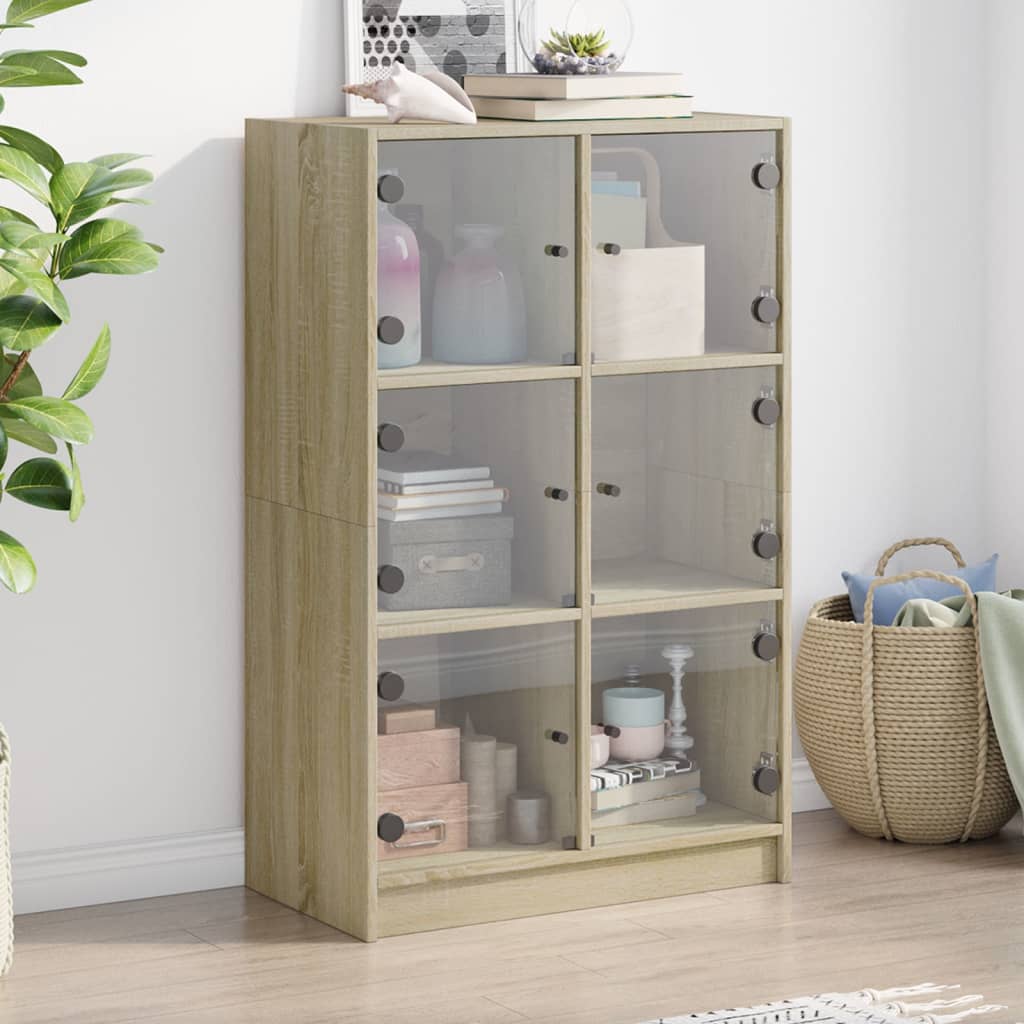 Buffet haut avec portes chêne sonoma bois d'ingénierie - XIOS