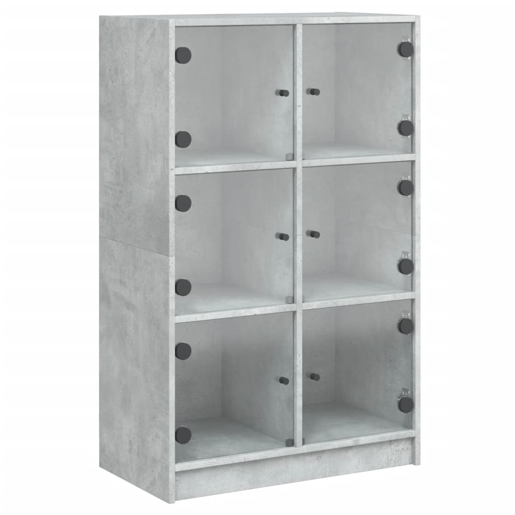 Buffet haut avec portes gris béton 68x37x109 cm bois ingénierie - XIOS