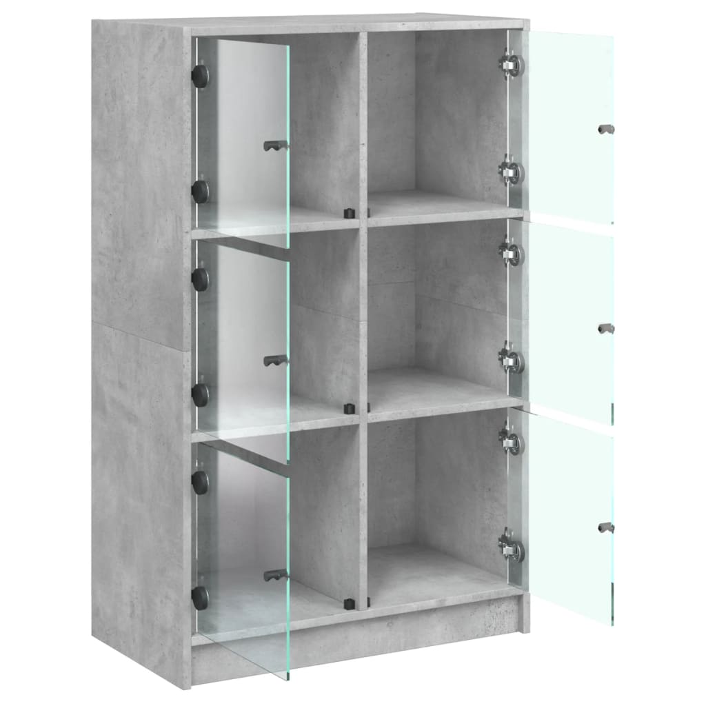 Buffet haut avec portes gris béton 68x37x109 cm bois ingénierie - XIOS