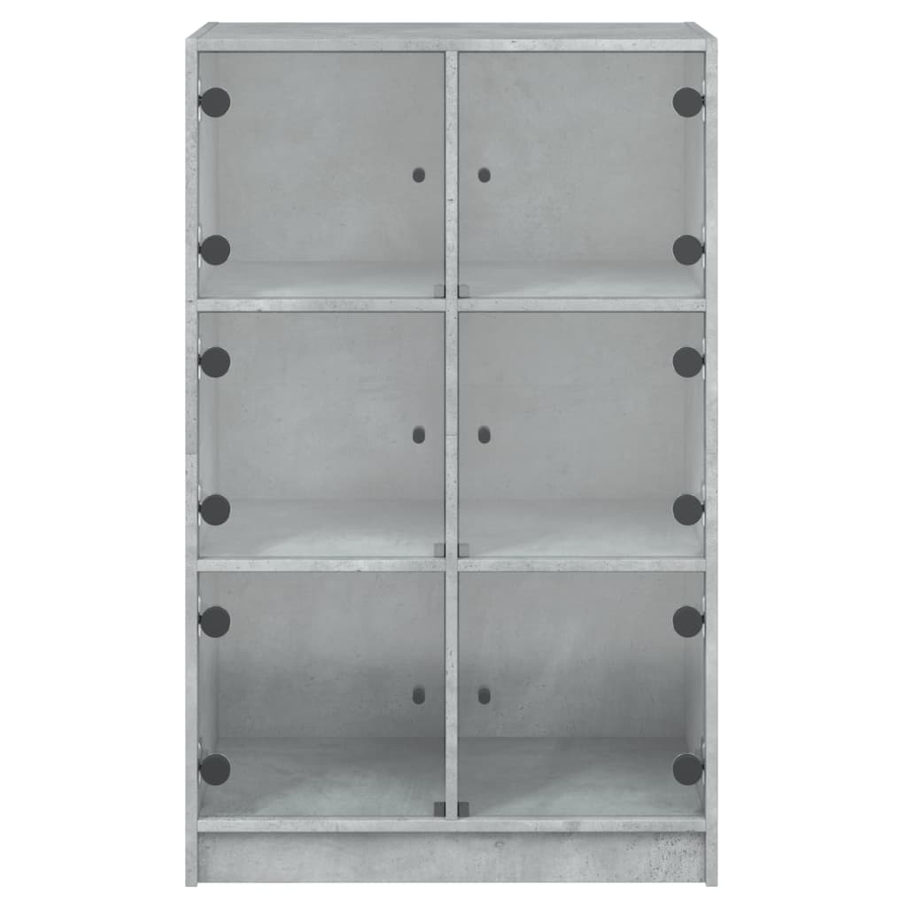 Buffet haut avec portes gris béton 68x37x109 cm bois ingénierie - XIOS