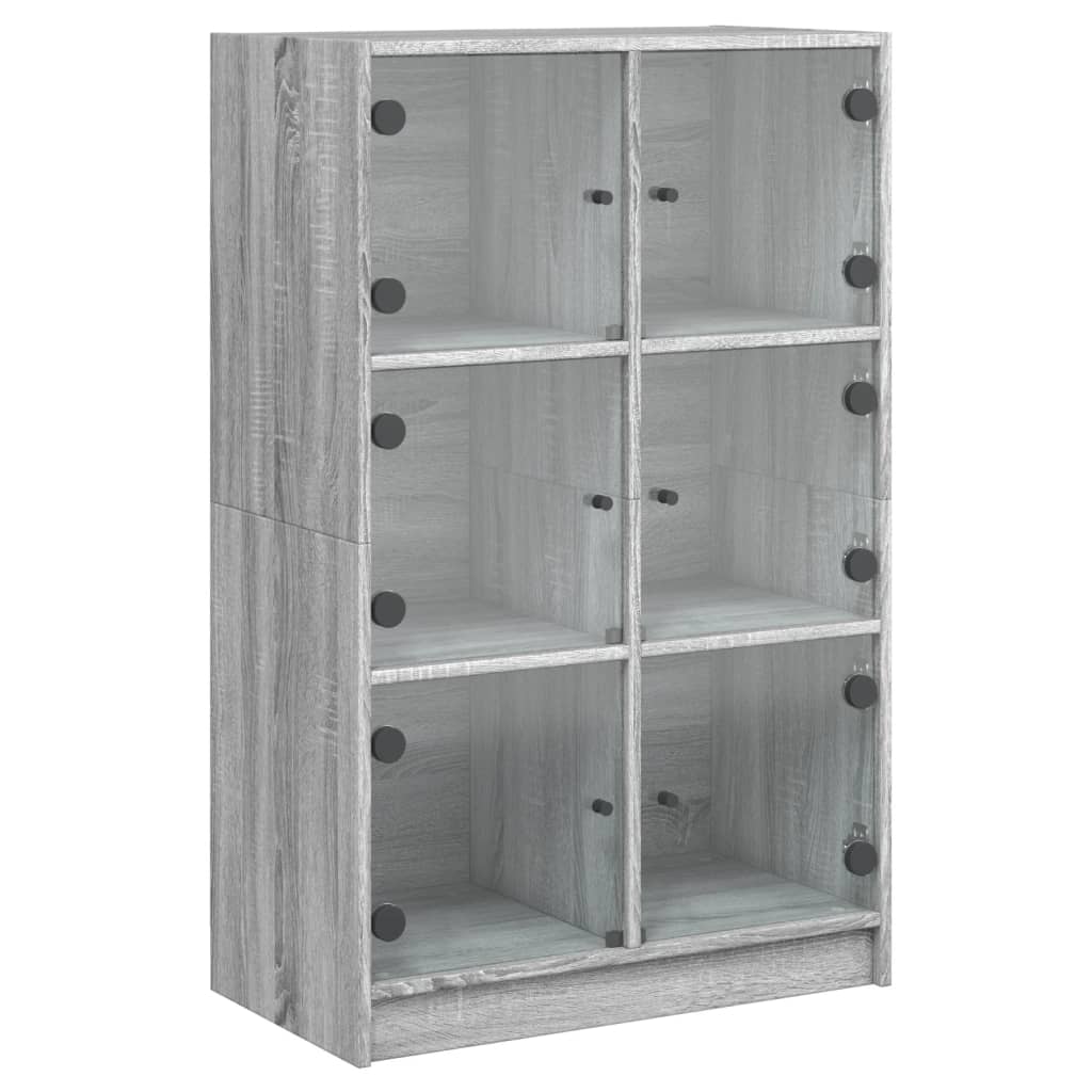 Buffet haut avec portes gris sonoma 68x37x109cm bois ingénierie - XIOS
